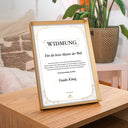 Metallrahmen für Widmung in Gold